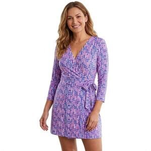 Lilly Pulitzer Karlie Wrap Romper Mandevilla Pink Slathouse Stripe Size XS NWT